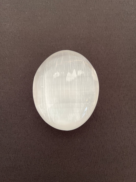 Selenite Puffy Palm Stone EC25001