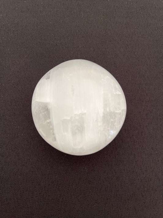 Selenite Puffy Palm Stone EC25003