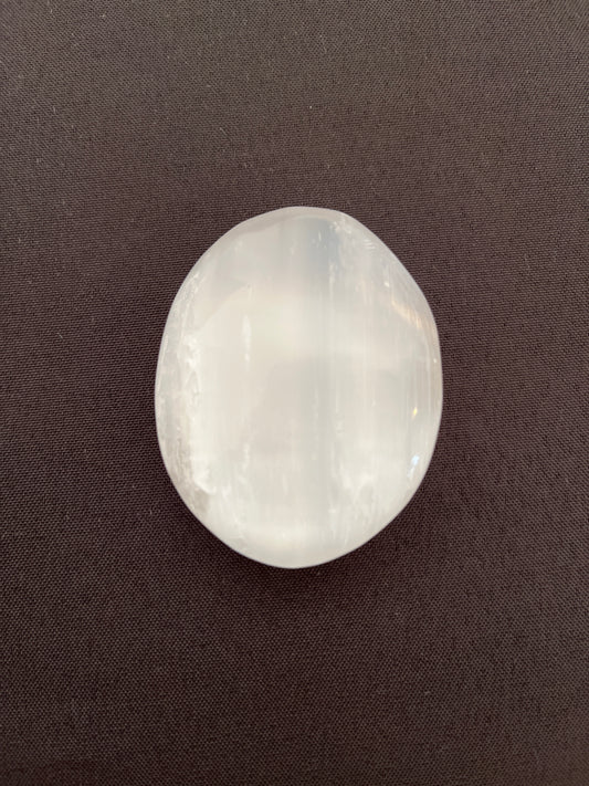 Selenite Puffy Palm Stone EC25002