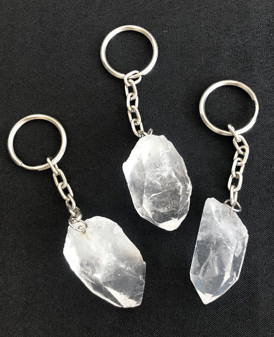 Raw Clear Quartz Point Key Chain