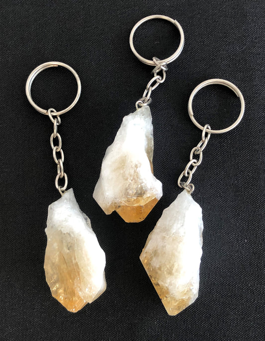 Raw Citrine Point Key Chain