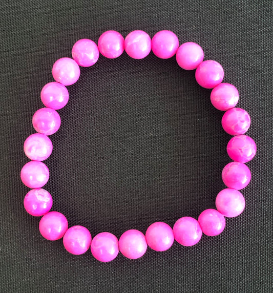 Pink Howlite Bead Bracelet