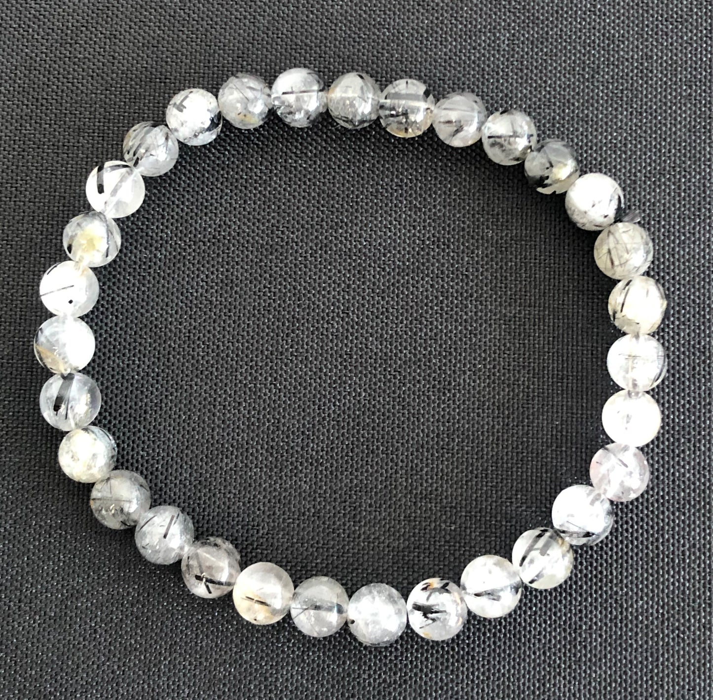 Tourmalinated Quartz Bead Bracelet