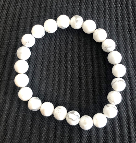 White Howlite Bead Bracelet